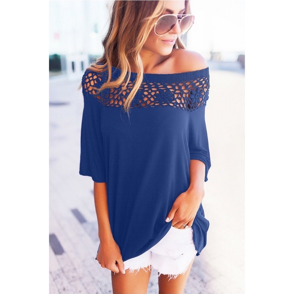 Lyla Crochet Neck Off The Shoulder Top - Picture 2 of 7